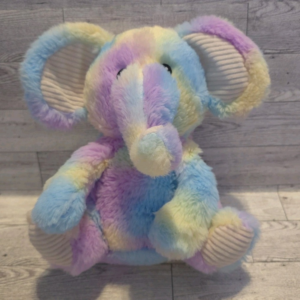 Elephant Plush Rainbow Tie Dye Rattle Crinkle Spark Create‎ Imagine 9"